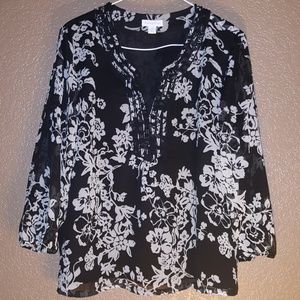 Black and white print blouse